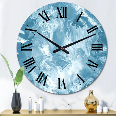Light Blue Liquid Art Clouds - Modern Wall Clock