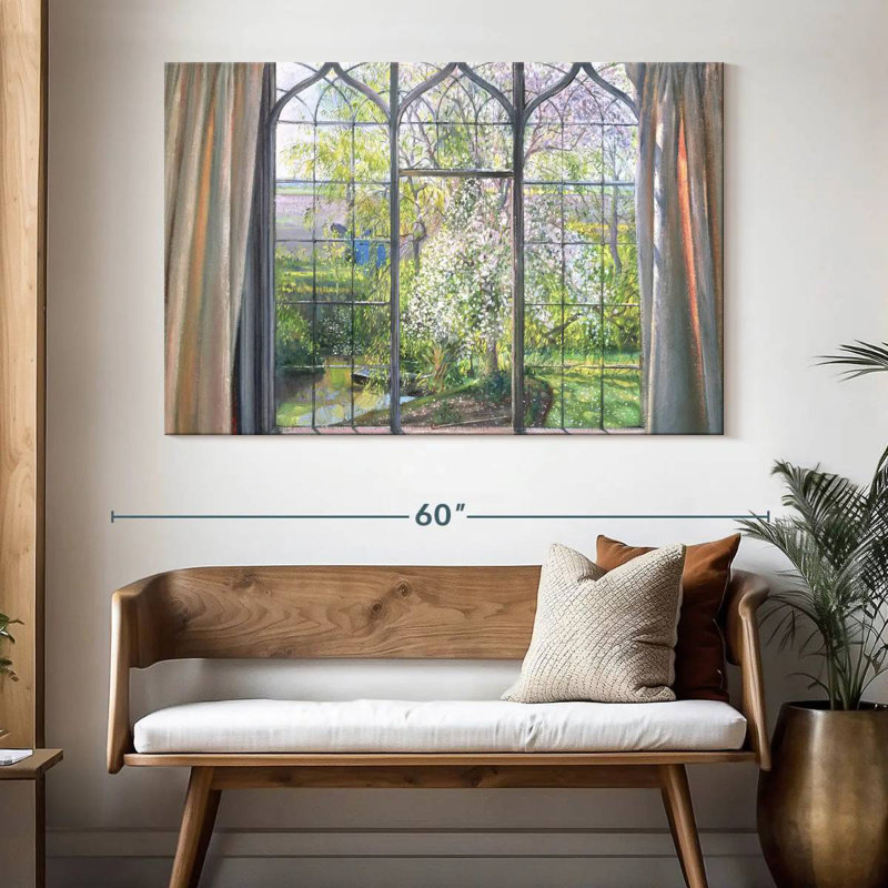 Lilie Apple Blossom Against Willow, 34" H x 51" W