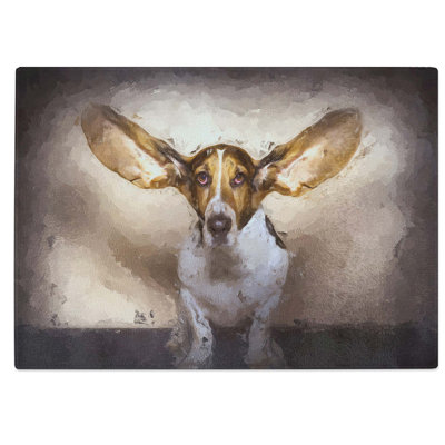 Tempered Glass The Ears of a Basset Hound Dog in Abstract Chopping Board