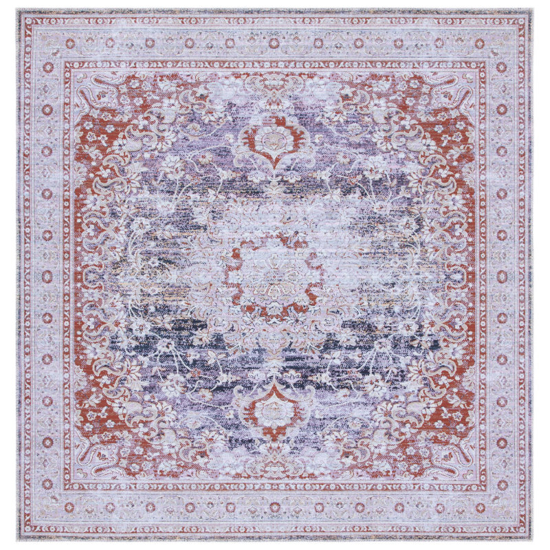 Hallel Performance Machine Washable Oriental Rug, Square 6'7"
