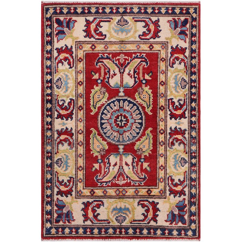 Southwestern Kazak Rustic Timothy Red/Beige Wool Rug - 2'0'' X 3'0''