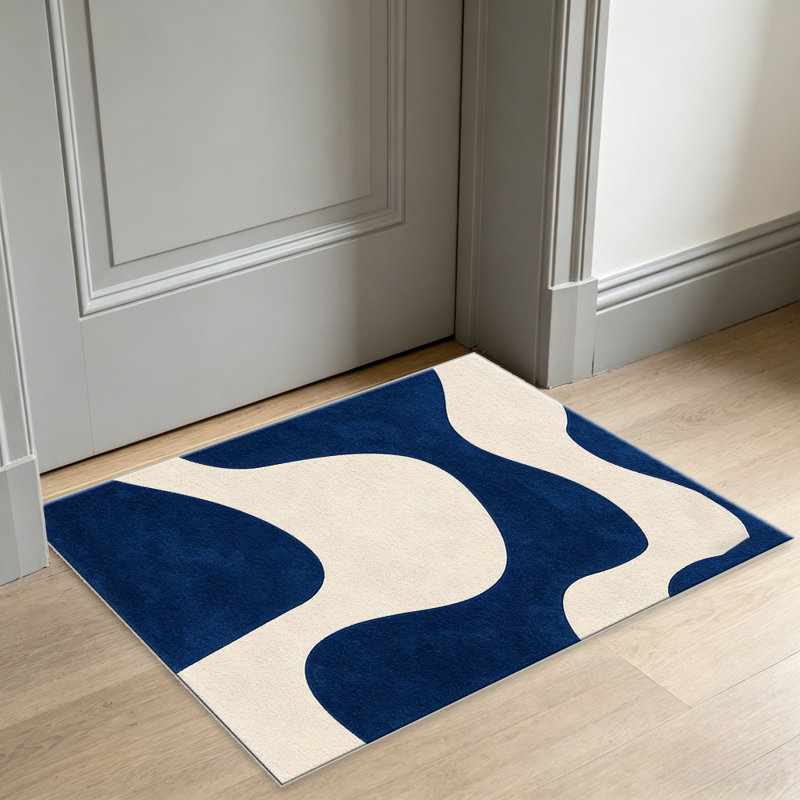Blue Ocean Curve   area rugs for Living Room, Soft and Comfortable, Suitable for all seasons, easy to maintain, machine washable Indoor floor mat, Under Table Farmhouse suitable for Bedroom, Dining Room, Study,  Balcony, Home Decor Patio