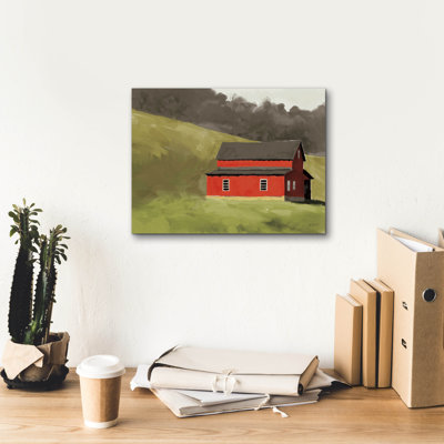 «Red Barn 1» par Anne Tavoletti, art mural sur toile, 16 po x 12 po