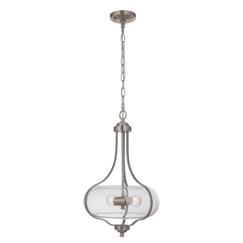 Luminaire suspendu simple 1 lumières zapata, Nickel poli brossé, Martelée transparente