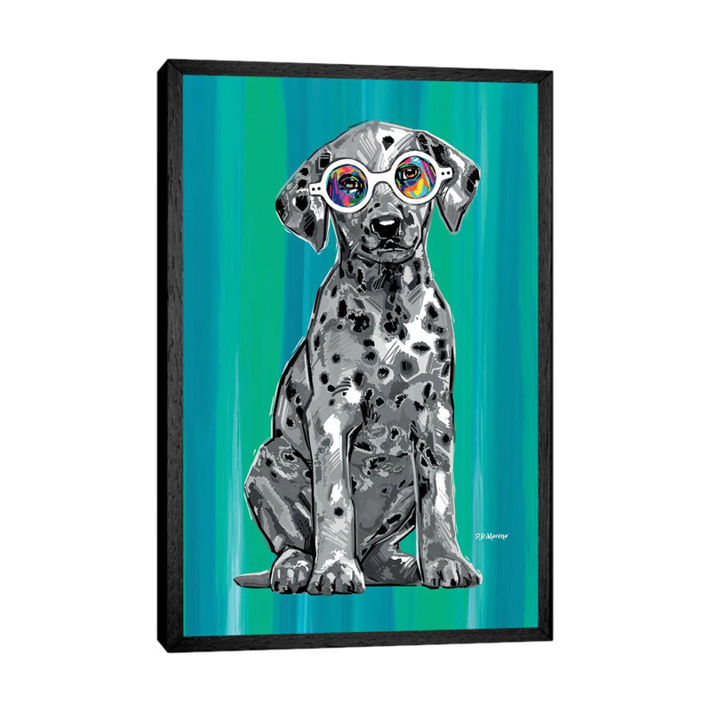 BW Dalmatian by P.D. Moreno - Gallery-Wrapped Canvas Giclée on Canvas, 101.6 cm H x 66.04 cm W, Black Floater Framed