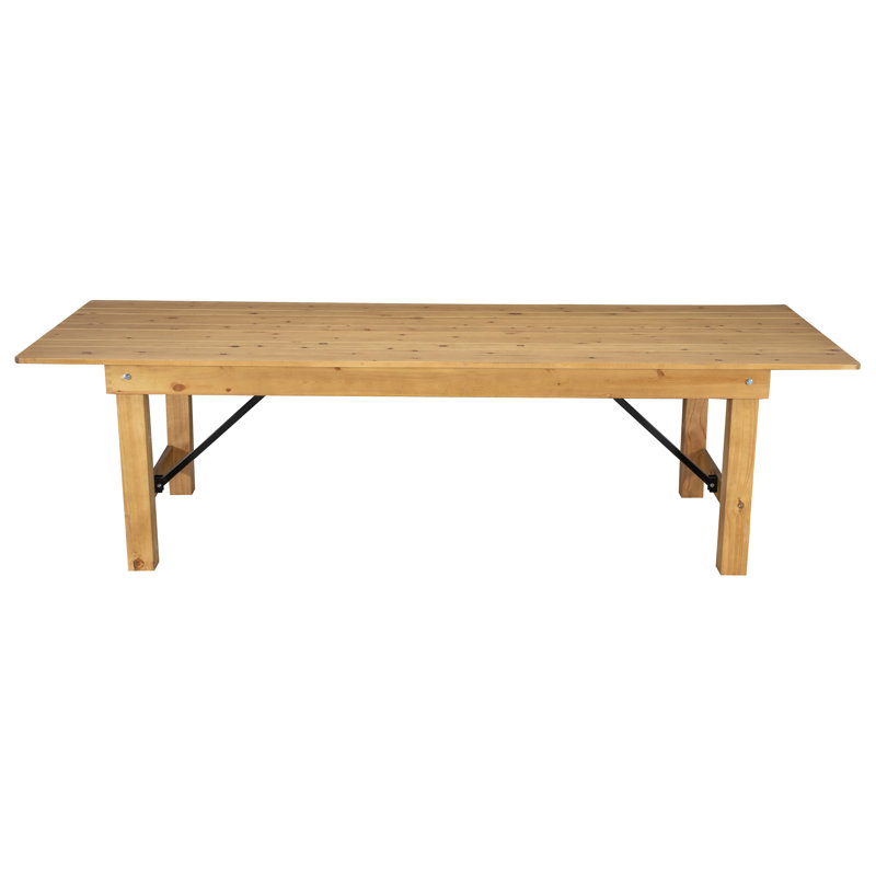 Dejon Rectangular Rustic Solid Pine Folding Dining Table by Flash Furniture, Light Natural, 30"H x 108"L x 40"W