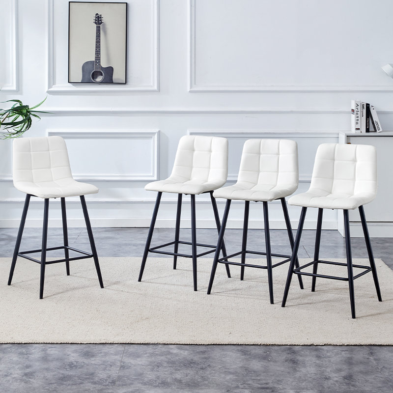Modern Bar Chair Set, 4, White