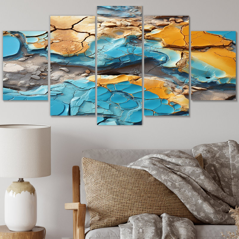 «Lava Marble Art», art mural abstrait sur toile, 5 panneaux