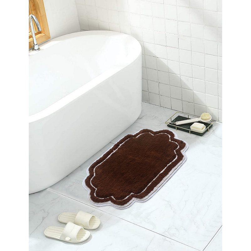Tapis pour salle de bain Dobrinka, Brun, 17 po x 24 po (rectangulaire)