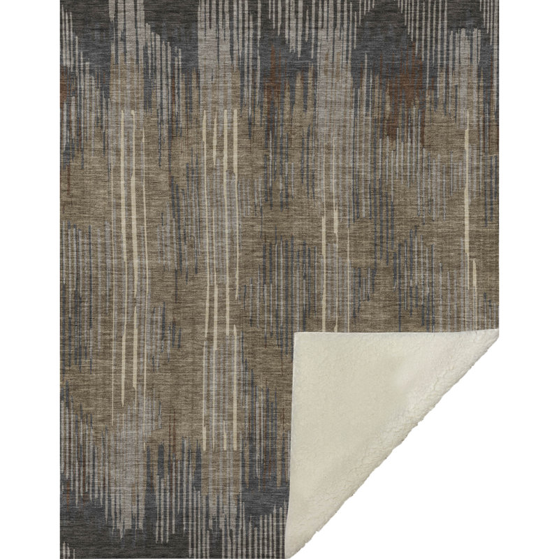 Jeté à rayures Addison Sherpa ASB893, Taupe