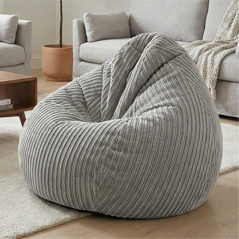 rucomfy Beanbags Large Corduroy Slouchbag - Plush Bean Bag Chair for Adults, Teens and Kids - Home Furniture Seating for Living Room or Bedroom - Machine Washable 80cm x 110cm