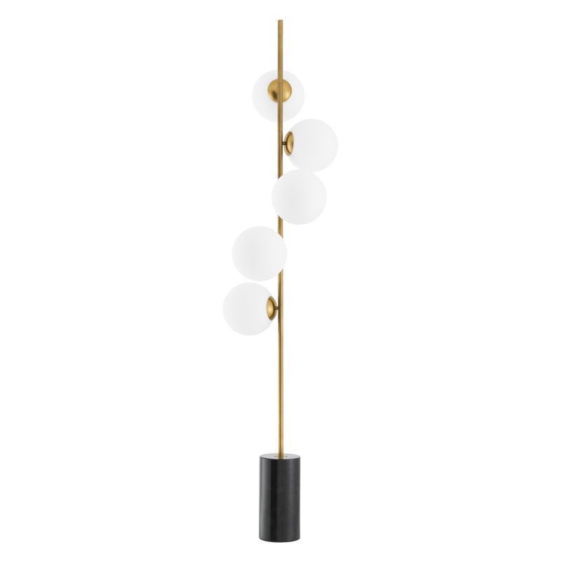 Lampe sur pied Tempo, Laiton antique, Blanc