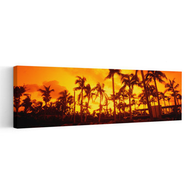 Palm Trees On The Beach The Setai Hotel South Beach Miami Beach Florida USA by Hendrik Holler - Wrapped Canvas Panoramic Print