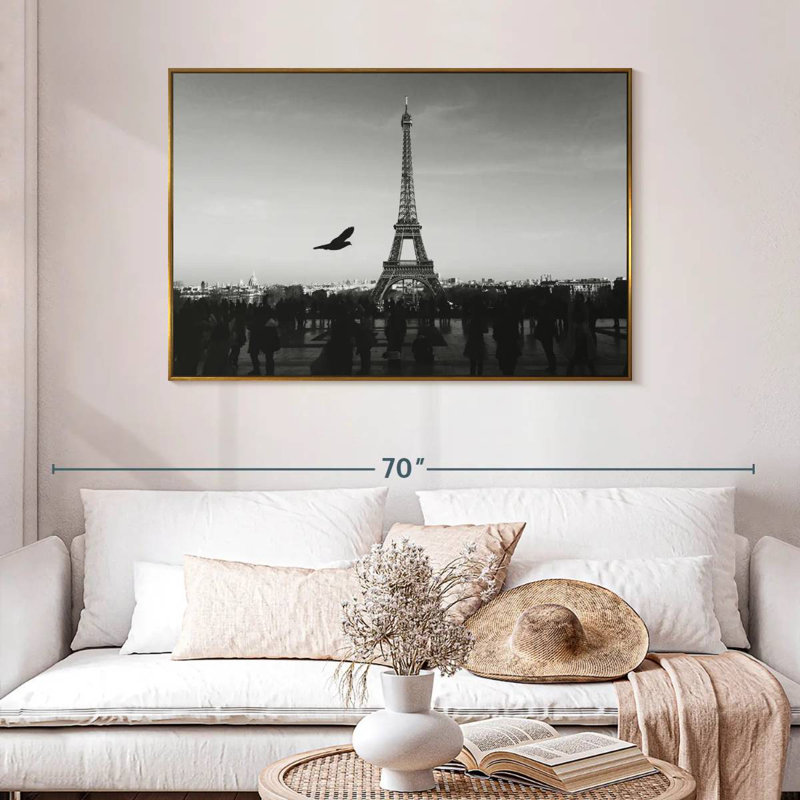 Couvert Tour Eiffel, 46 po x 31 po, Cadre flottant doré