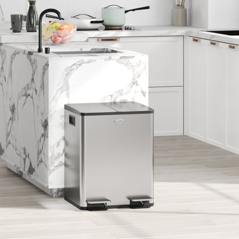 Stainless Steel Kitchen Trash Can, Silver