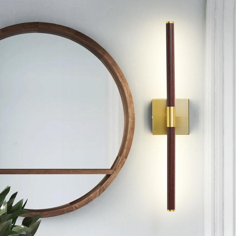 Luminaire pour meuble-lavabo à DEL Fiza (horizontal et vertical), H 24 po x l 4,7 po x P 3,6 po, Doré / Brun