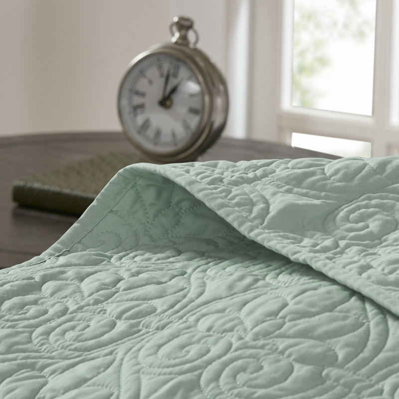 Seafoam Twin Reversible Microfiber Quilt Set