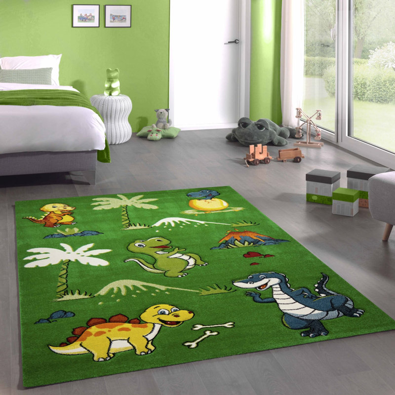 Ehrenfeld Machine Woven Green/Yellow Rug, Rectangular 140 x 200cm
