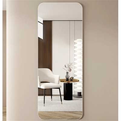60x15 Inch Full Body Round Corner Mirror with Explosion-Proof Glass for Living Room, Bedroom, and Cloakroom