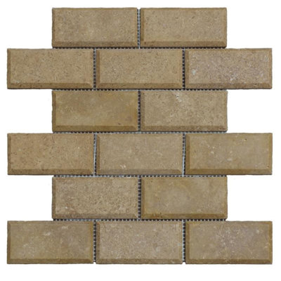2" x 4" Travertine Brick Joint Mosaic Wall & Floor Tile