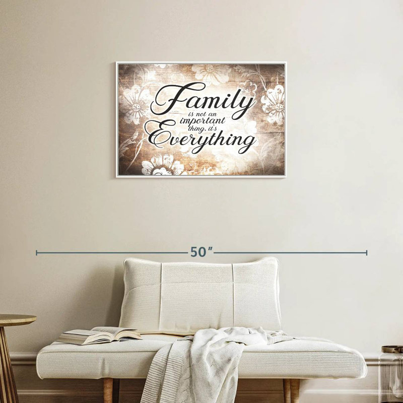«Family Is Everything Love», citation, Cadre flottant blanc, 31 po x 21 po