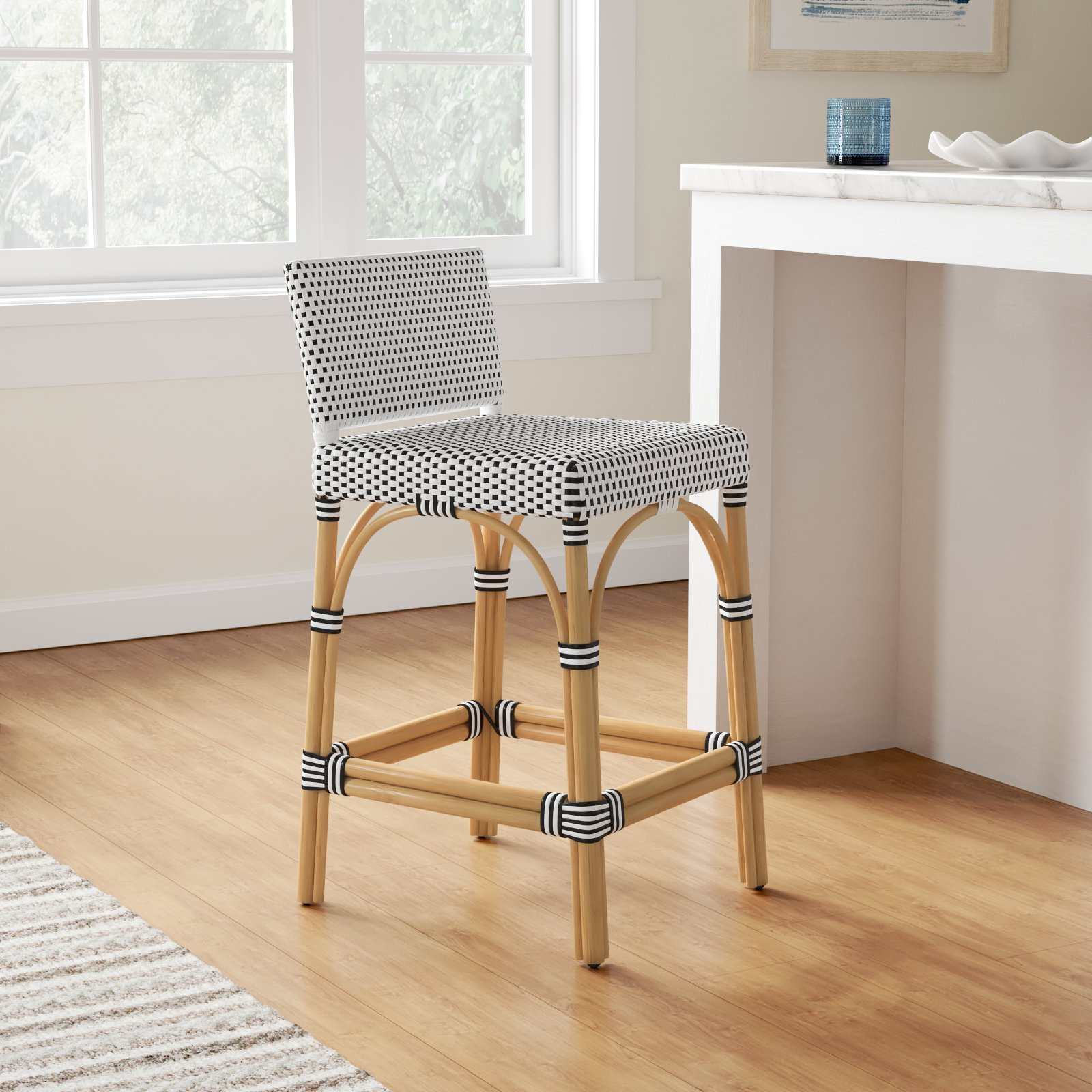 Estella Counter Stool, White/Black Dot, Counter Stool (24" Seat Heigh)t