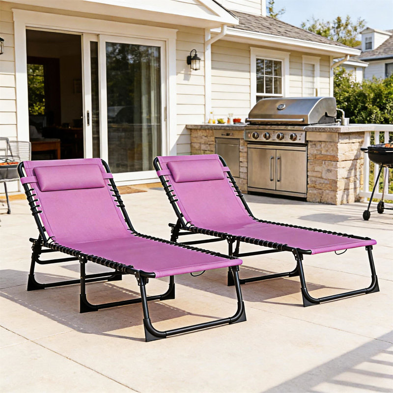 Outdoor Folding Chaise Lounge Pool Chairs