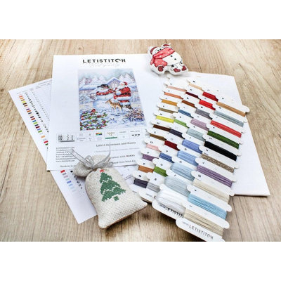 Trousse de point de croix compté Bonhomme de neige et Père Noël de Letistitch L8015