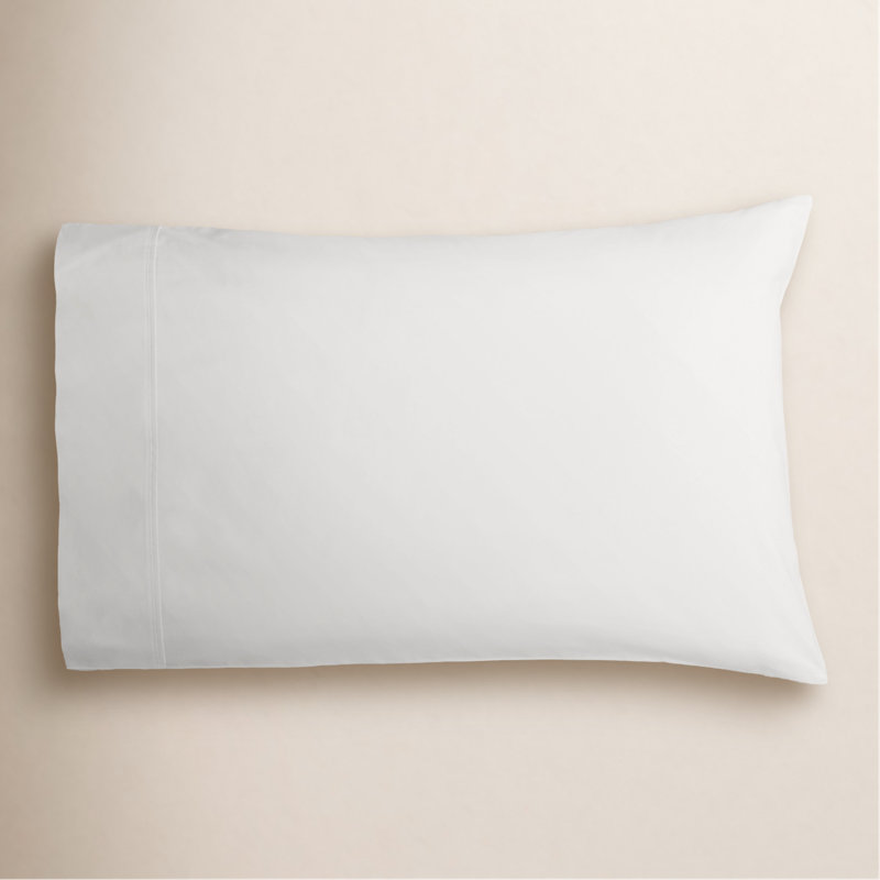 Emrik Brushed Organic Cotton Percale Pillowcase Set, Standard - 2 Standard Pillowcases, White