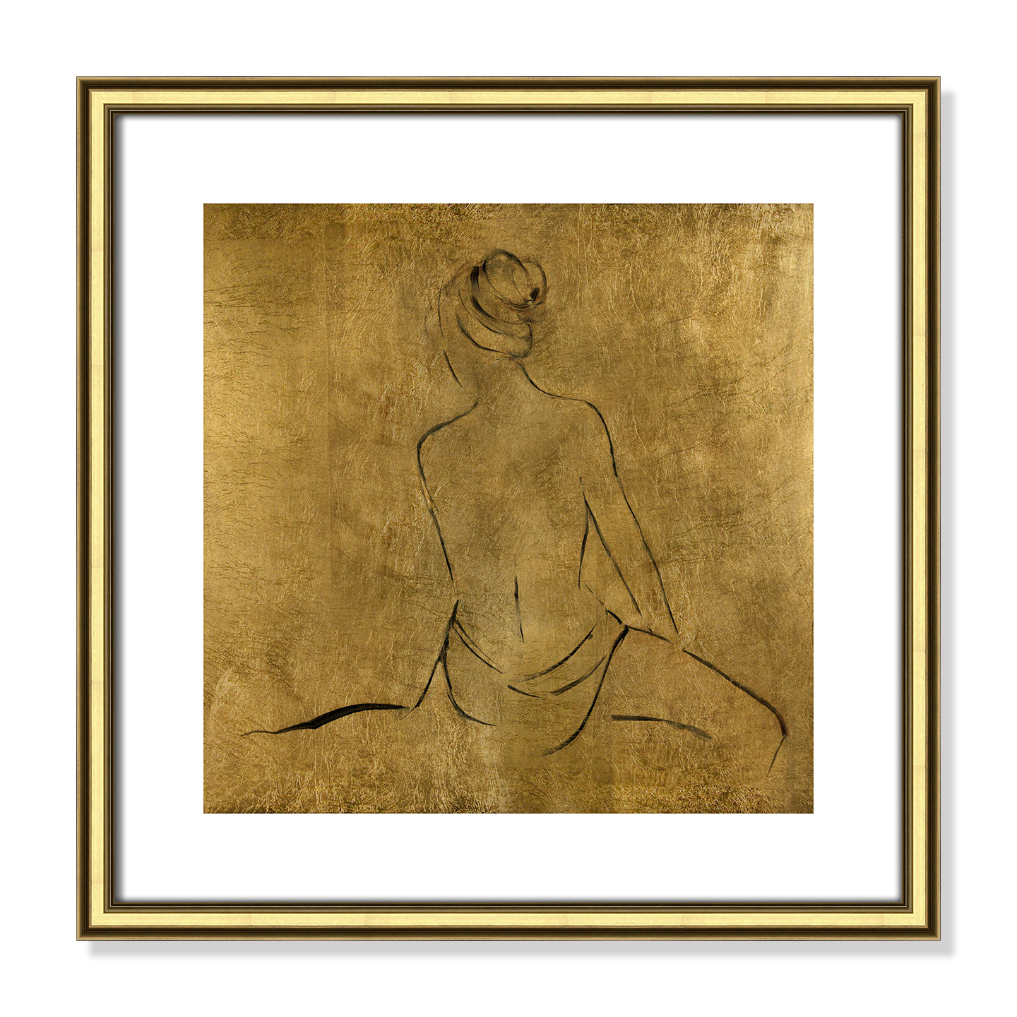 Golden Bather II by Sally Swatland - Painting Print, Gold Framed Paper, 18.25" H x 18.25" W x 0.88" D