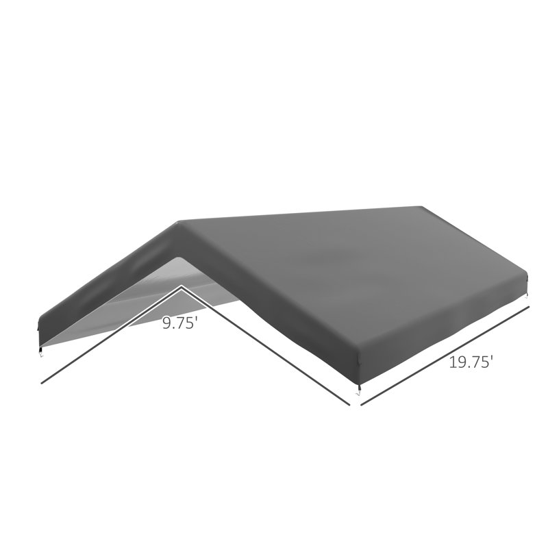 Housse de remplacement pour auvent 10 'x 20' en polyéthylène gris 1 pièce imperméable avec protection contre les rayons UV et cordes élastiques