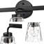 3 lumières 22 po Éclairage pour meuble-lavabo noir mat avec abat-jour en verre transparent martelé-578732571