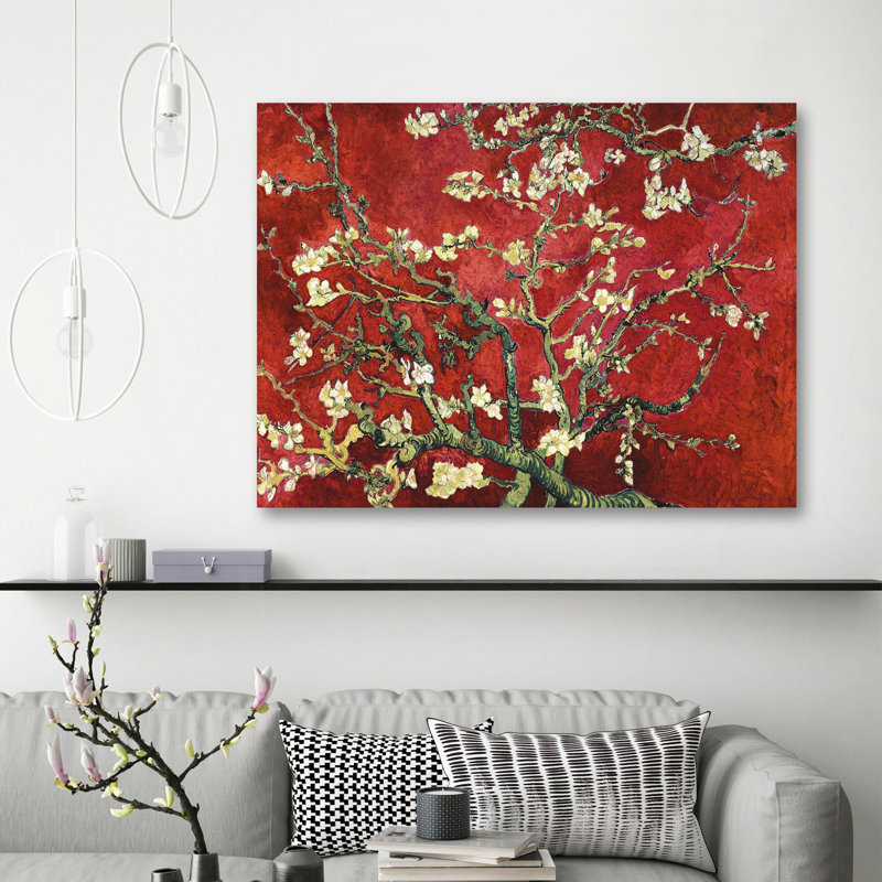 Almond Blossom Red Variation by Vincent Van Gogh - Wrapped Canvas Print, 60cm H x 80cm W x 4cm D