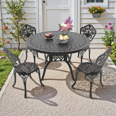Ensemble de salle à manger de patio extérieur pour 4 personnes, chaises sans coussin, chaise compacte (largeur du siège: 15,35 po) 