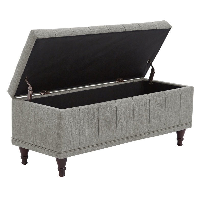 Klaus Polyester Blend Upholstered Storage Bench, Light Gray