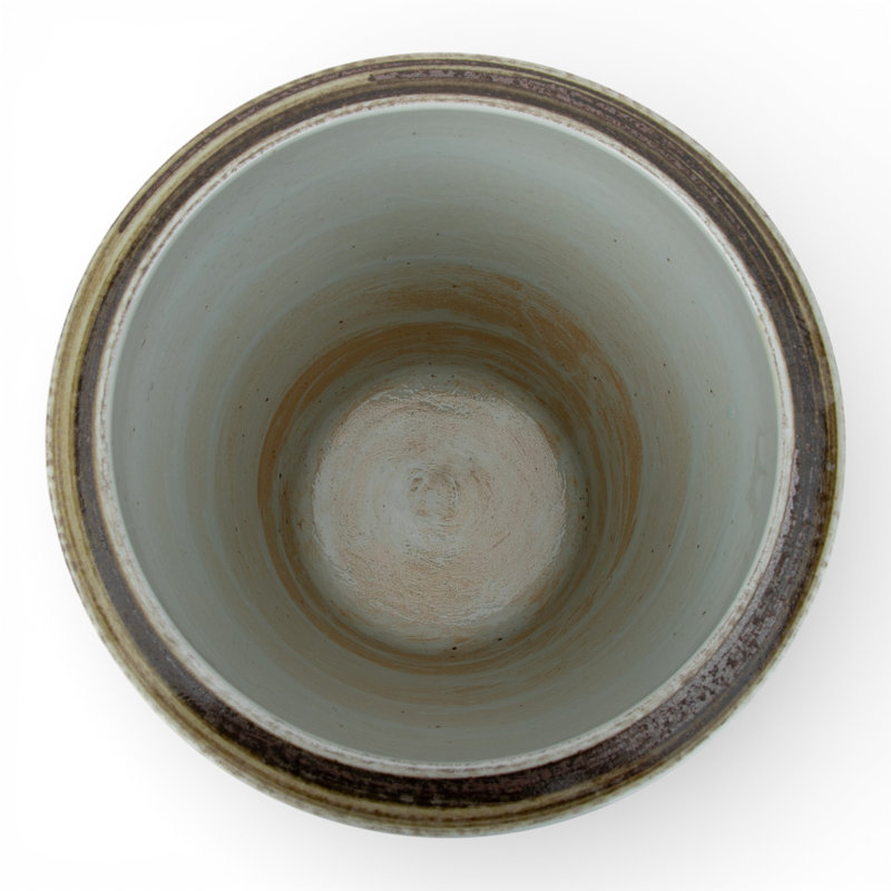 Antique Finish Porcelain Pot Brown Rust Flower