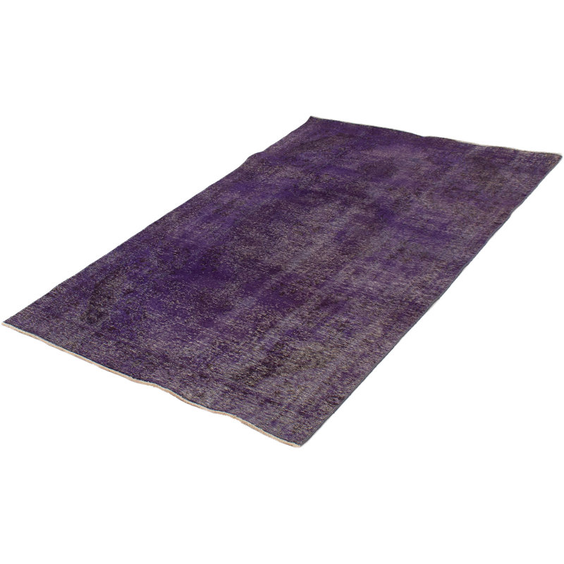 Tapis unique en laine noué à la main style transitionnel des années 1990 de 5 pi 9 po x 9 pi 1 po violet