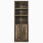 Armoire rustique brune avec 3 tablettes ouvertes et port pour bibliothèque supplémentaire