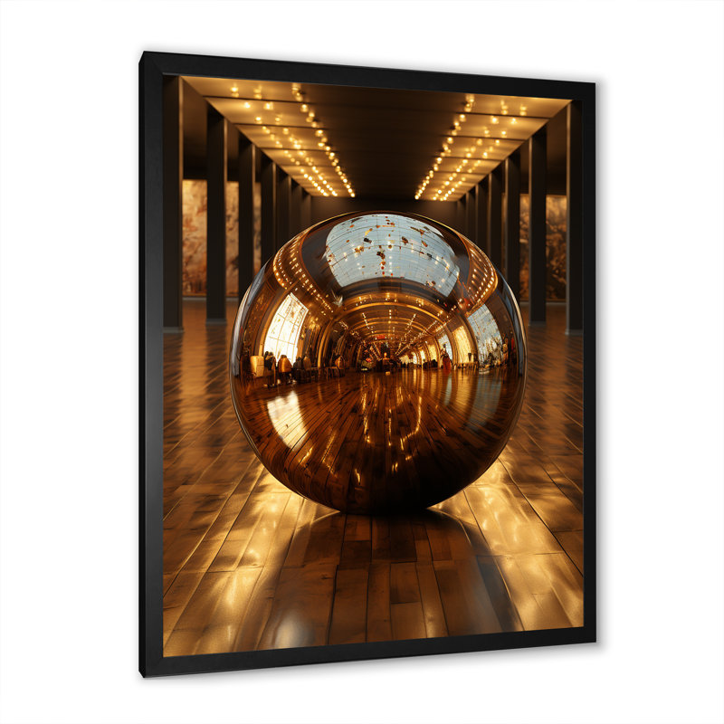 Bronze Bowling Reflections - Bowling, reproduction d'art sur toile, H 32 po x l 16 po x P 1 po, Cadre simple noir