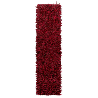 Arik Handwoven Leather/Cotton Solid Color Rug in Red