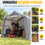 Abri de rangement extérieur portatif en métal WeatherFast 8 pi x 8 pi avec toit à deux versants