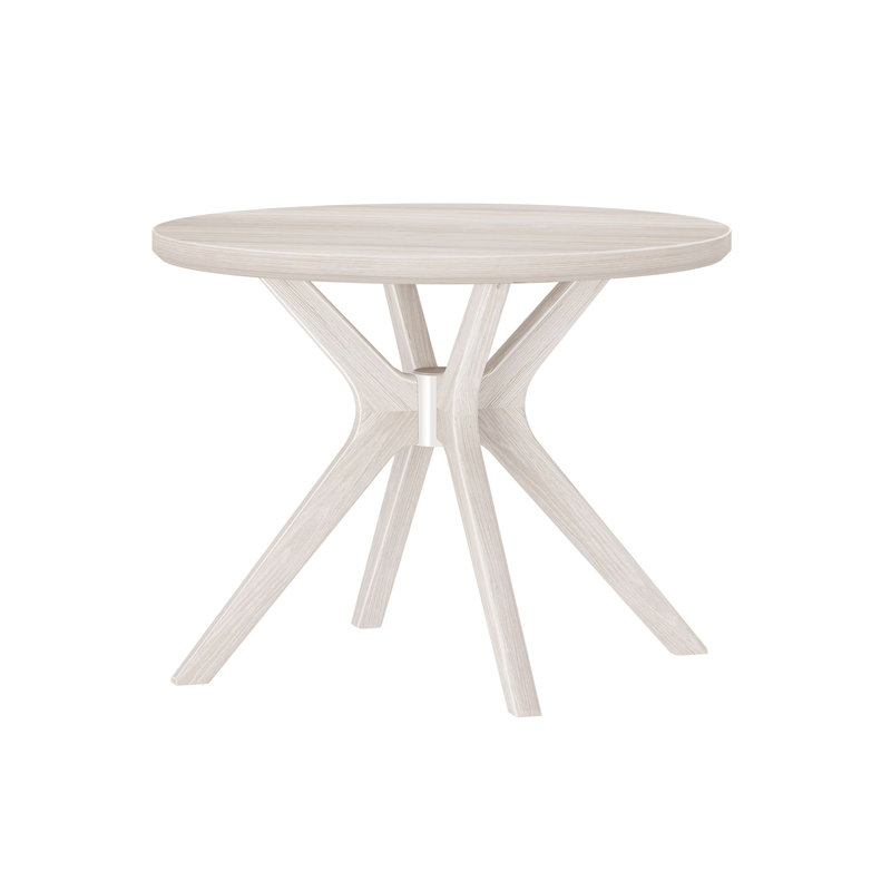 Muhsina Cross Leg Round Dining Table (38in x 38in / 966mm x 966mm), White Sand Wirebrush
