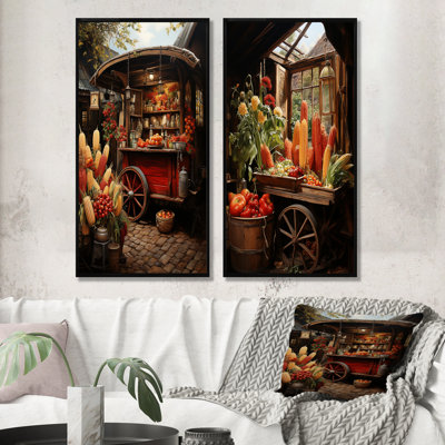 «Brown and Yellow Carnival Popcorn I», ensemble de 2 reproductions d'art mural Popcorn