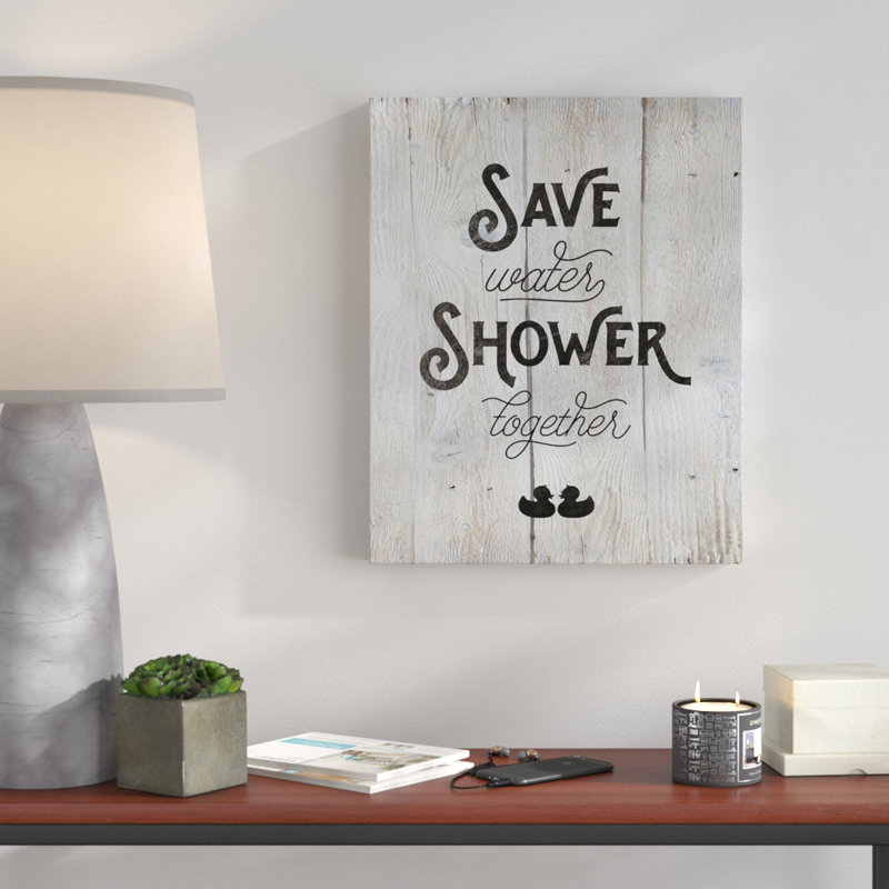 'Save Water' Textual Art on Wrapped Canvas, 24" H x 32" W x 1.5" D
