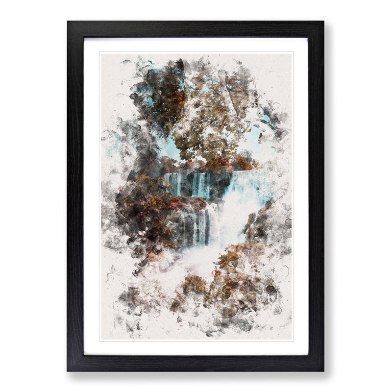 Iguazu Falls National Park in Argentina - Picture Frame Painting Print, 45cm H x 33cm W x 2cm D, Black Framed