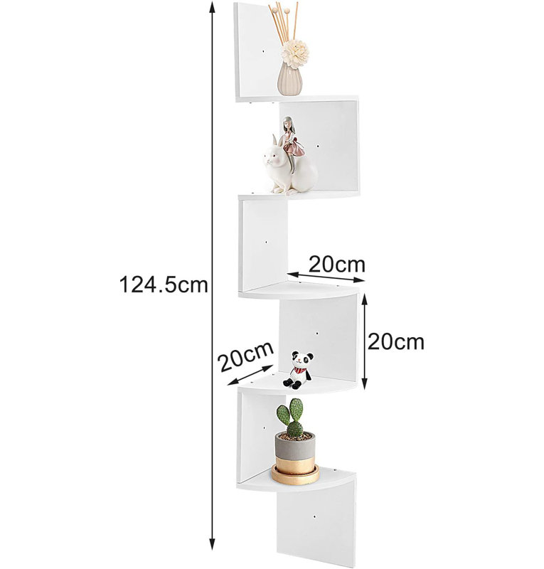 124.5 cm H x 20 cm W Corner Bookcase