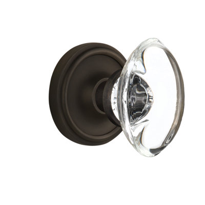 Bouton de porte de mortaise intérieure ovale en cristal avec rosette classic