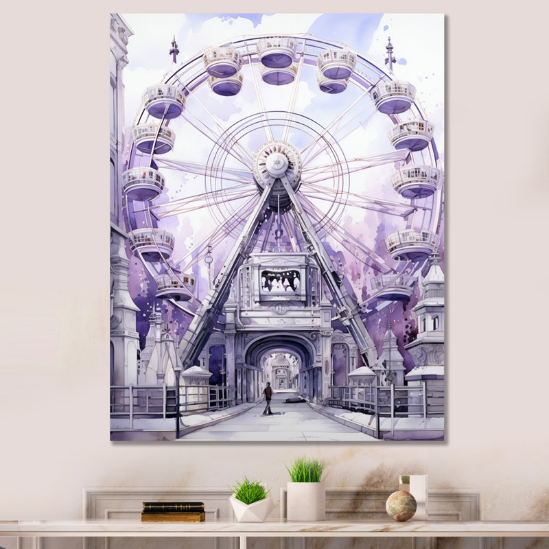 Carrousel éternel I - impression sur toile mauve, Toile tendue, H 40 po x l 30 po x P 1,5 po