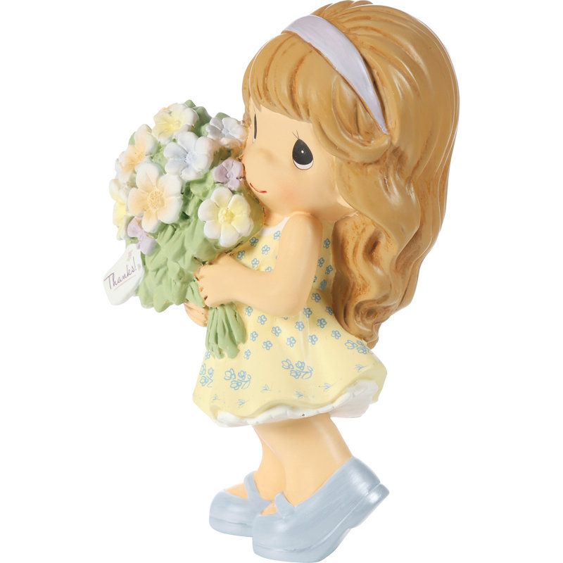 Precious Moments Girl with a Bouquet of Flowers Thanks You Figurine 4.5 Inch