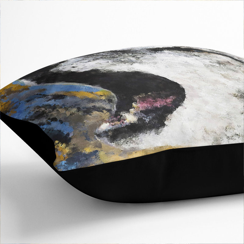 Abstract Wolf Vol.2 Square Throw Cushion, 55cm H x 55cm W x 20cm D, Black